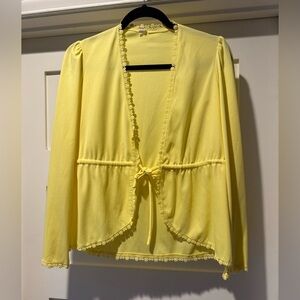 Retro 70s Yellow Lace-Trimmed Cardigan